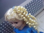 Фарфоровая кукла в голубом платье 43 см, фото №10