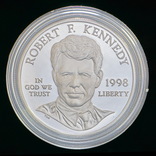 1 Доллар 1998 Роберт Кеннеди, США + Коробка и Сертификат PROOF, фото №2