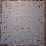Белая скатерть с ришелье и кружевом (дефект), фото №5