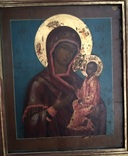 Икона Богородица Тихвинская, 19 век, школьная, фото №4