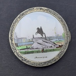 Пудреница серебро 875 эмаль Ленинград, фото №2