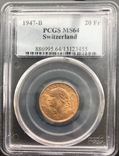 20 франков 1947 год МS-64  Швейцария золото 6,45 грамм 900’, фото №2
