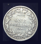 Великобритания шиллинг 1885 серебро 925 пробы, фото №2