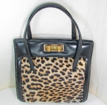 Старинная стильная женская сумка Натуральный мех леопарда и кожа, фото №2