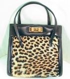 Старинная стильная женская сумка Натуральный мех леопарда и кожа, фото №6