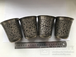 Набор серебряных стаканов 84 пробы с черню и золочением, фото №2