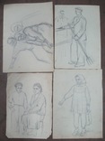 Четыре рисунка карандашом 1960 годы, фото №2
