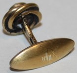 Серебрянная запонка с натур.камнем,позолоченная СССР(проба 875,РС8) 3,9 грамма, фото №4