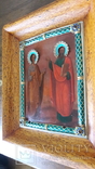 Икона Святой Петр и Павел в серебряном окладе с эмалью, фото №5
