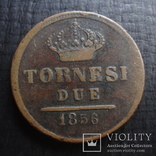 2 торнези 1856 Королевство двух Сицилий   ($4.5.27)~, фото №2