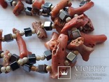 Ожерелье гематит,кораллы веточками., фото №7
