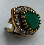Кольцо "Маркиза" с зеленым камнем, фото №5