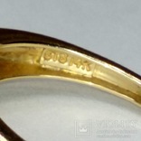 Золотое кольцо с натуральным хризолитом, фото №6