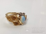 Винтажное золотое кольцо с натуральным опалом и бриллиантами, фото №3