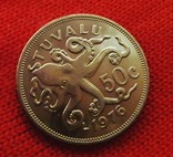 Тувалу 50 центов 1976г. нечастая монета, фото №2