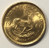 1/10 крюгеранда 1980 год ЮАР золото 3,34 грамма 917’, фото №2