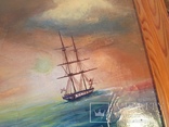 Морской пейзаж парусник корабль море картина шторм флагман, фото №9