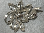 Винтажная серебристая брошь с марказитами, фото №3