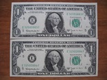 Две банкноты 1 доллар 1963 года, без следов обращения, фото №2