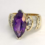 Винтажное золотое кольцо с натуральным аметистом и бриллиантами, фото №5