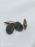 Запонки серебряные с камнями, 875 проба, СССР, винтаж, фото №6