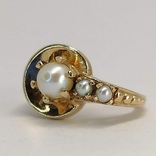 Винтажное золотое (10к) кольцо с тремя жемчужинами, фото №8