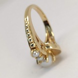 Винтажное золотое (10к) кольцо с тремя жемчужинами, фото №11
