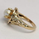 Винтажное золотое (10к) кольцо с тремя жемчужинами, фото №12