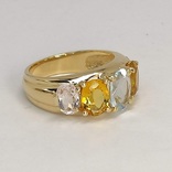 Золотое кольцо с аквамарином, цитринами и морганитами, фото №3