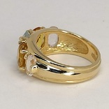 Золотое кольцо с аквамарином, цитринами и морганитами, фото №4