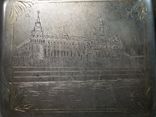 1612 Старый портсигар Кремль, штихель, серебрение, позолота, мельхиор., фото №5