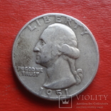 25  центов  1951  D  США  серебро    (4.2.36)~, фото №2