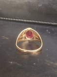 Перстень с красным камнем в позолоте 875, фото №5