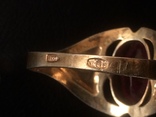 Перстень с красным камнем в позолоте 875, фото №8