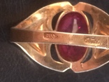 Перстень с красным камнем в позолоте 875, фото №9