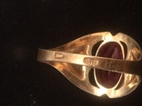 Перстень с красным камнем в позолоте 875, фото №10