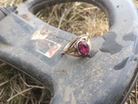 Перстень с красным камнем в позолоте 875, фото №12