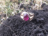 Перстень с красным камнем в позолоте 875, фото №13