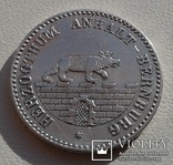  Монета  ⅙ талера 1861 г. Анхальт - Бернбург. серебро., фото №2