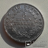  Монета  ⅙ талера 1861 г. Анхальт - Бернбург. серебро., фото №7