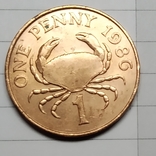 Монета острови Гренсі  1 пені 1986, фото №2