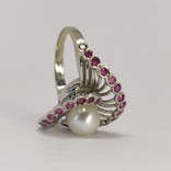 Винтажное золотое кольцо с жемчугом и рубинами, фото №10