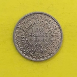 Марокко 100 франків, 1372 (1953)р. Срібло., фото №2