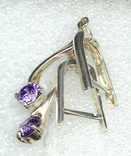 Серьги, фиолетовый камень, фото №4