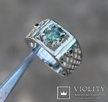 Перстень с муассанитом 1.75ct BLUE GREEN., фото №2