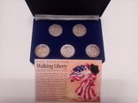 1941–1945 Silver Walking Liberty Half Dollar 5-Coin Set, фото №3