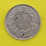 Швейцарія 1 франка, 1952р. Срібло., фото №2