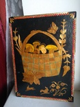 Лукошко с грибами картина из древесного шпона, фото №2