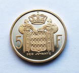 5 франков 1966 года. Монако. Пробная. Proof., фото №2