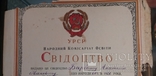 Свидетельство о окончании школы 1939г. УССР, фото №4